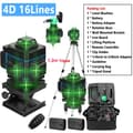 Miniatyrbillede 2 af 2: Laser Nivelleringsværktøj, 16 Laserlinjer, Selvnivellerende Teknologi,4D Type10 EU Stik