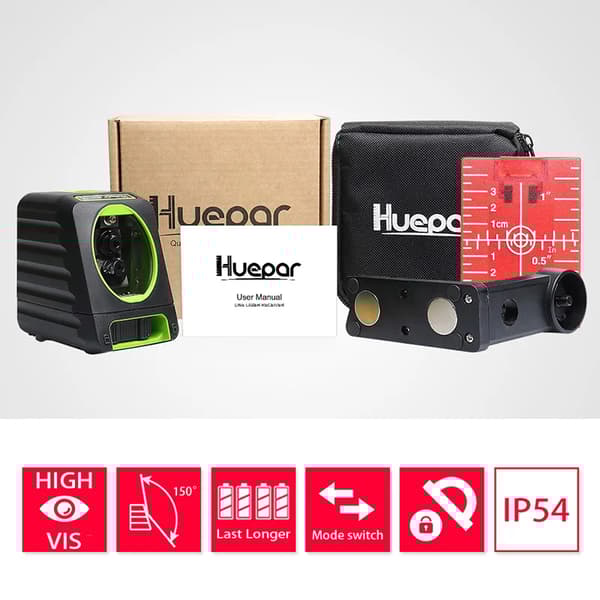 Huepar Laser Level, Høj Præcision, Bredt Strålespredning,Rød Laser Niveau