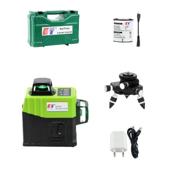 Laser-taso, 360 vihreää viivaa, itsetasaus, 3D-laser-taso