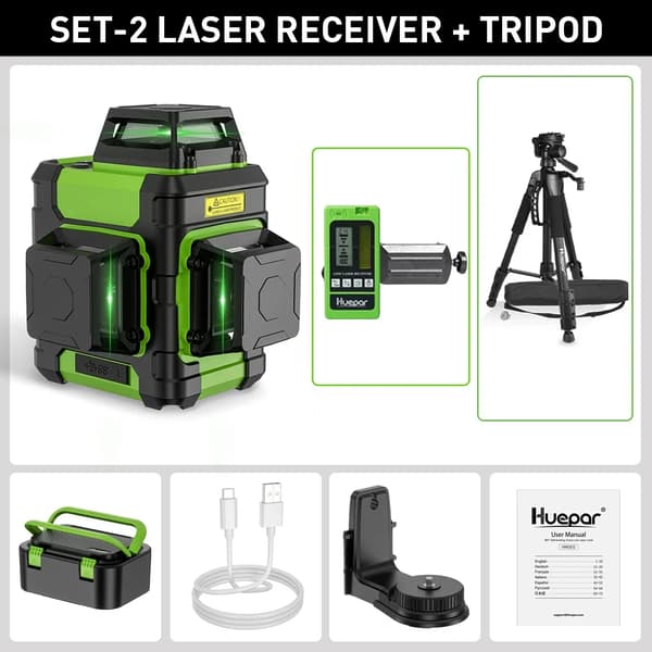 Laser Niveau, 12 Linjer, Dobbelt Tilstande,HM03CG-SET-2