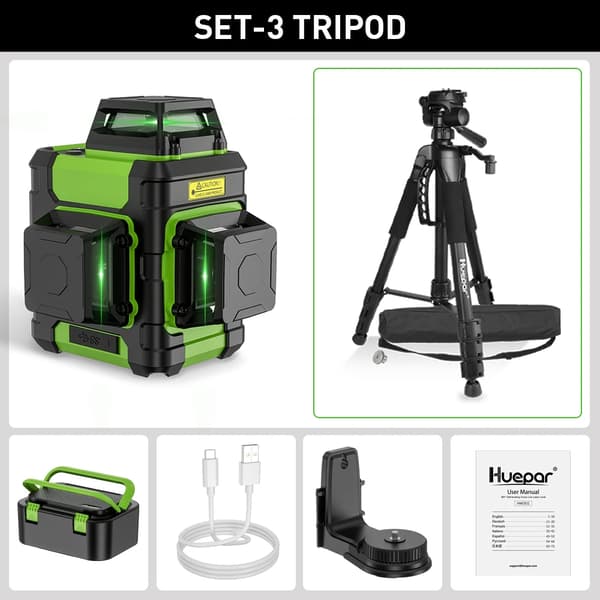 Laser Nivå, 12 Linjer, Dubbel Läge,HM03CG-SET-3
