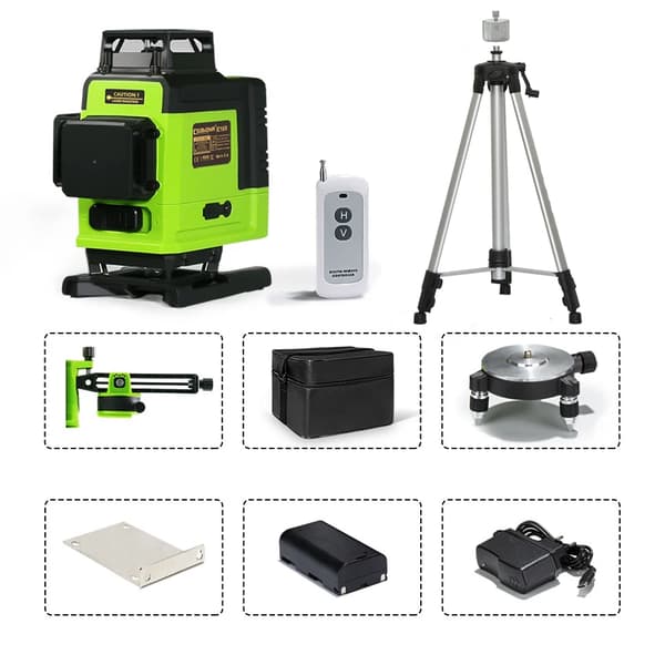 Grøn Stråle Laser Niveau, 16 Linjer 4D, Selvnivellerende med Fjernbetjening,IE16R H15-14 = IE16R H15-14