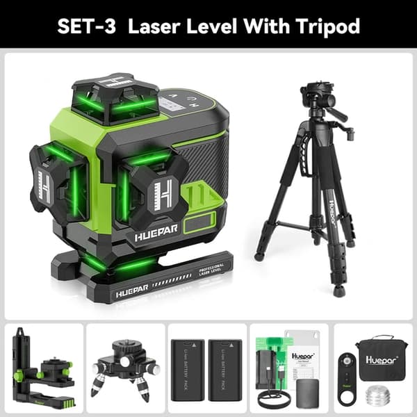 Laser Niveau, 16 Linjer, Bluetooth Forbindelse, SET-3 med stativ