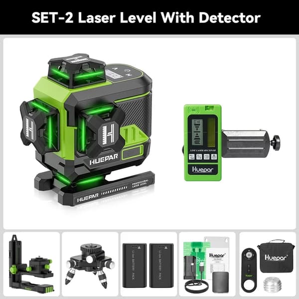 Laser-taso, 16 viivaa, Bluetooth-yhteys, SET-2 vastaanottimella