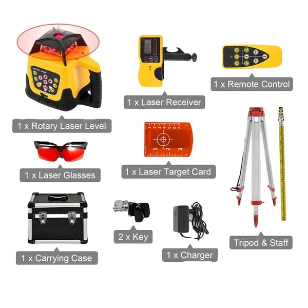 Laser-taso, itsetasaava, 360 asteen pyörivä, Yello Beam Kit Set 1