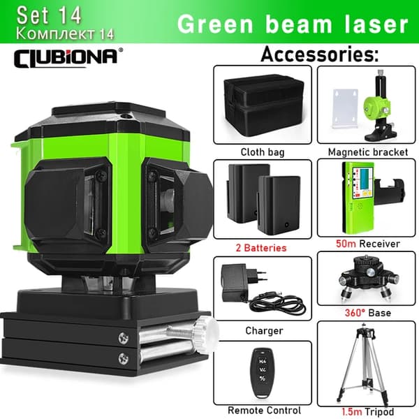 Laser Niveau, Selvnivellerende, Fjernbetjening, IE12SD 2 Batterier
