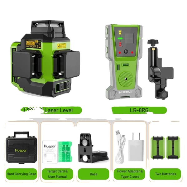Huepar Laser Level, 12 Viivan Projekti, 5200mAh Akka,SET-1 vastaanottimella