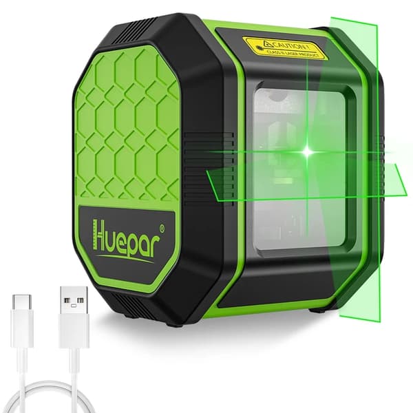 Laser Niveau, Grøn Stråle, Genopladeligt Li-ion Batteri, Grøn