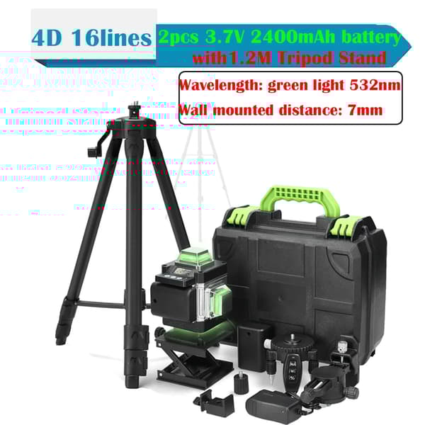 4D Laser Niveau, 16 Linjers Projektion, ±3° Selvnivellerende,EU med tripod