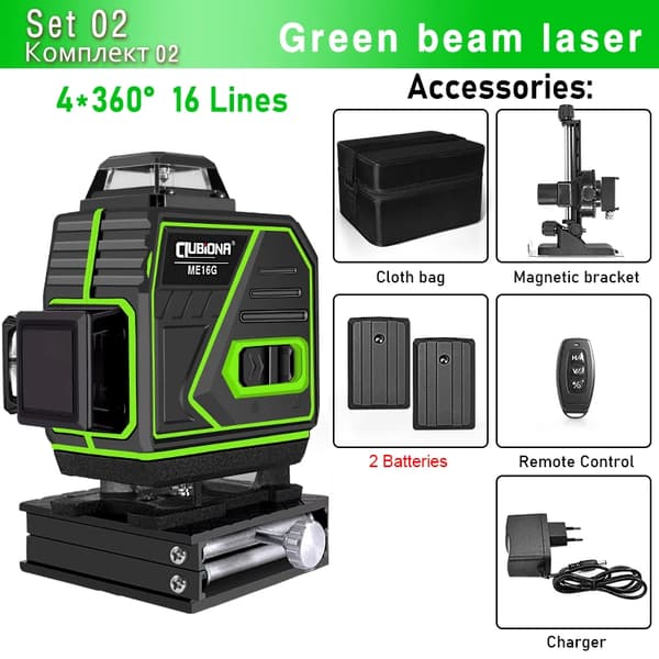 Vihreä säde laseritaso, 4D laseriviivat, itsesäätävä toiminto,ME16G2