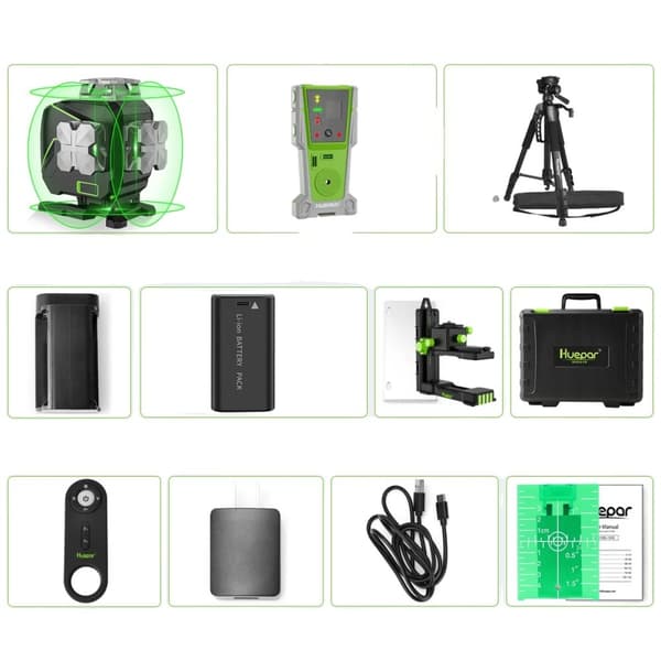 Laser Niveau, To 360° Laserlinjer, LCD Skærm, Bluetooth Teknologi,Hovedfoto