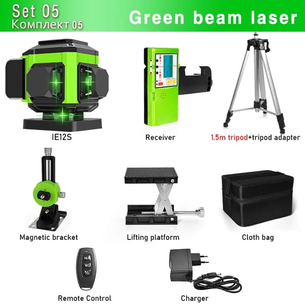 Laser-taso, 12 viivaa, vihreä säde, itsesäätyvä,IE12S DC11G H15