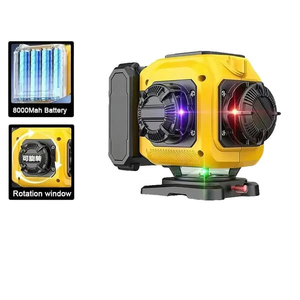 Laser Niveau, Vertikal & Horisontal Brug, 16 Linjer, 360 Grad Rotationsbase,12 Linje 3 farver