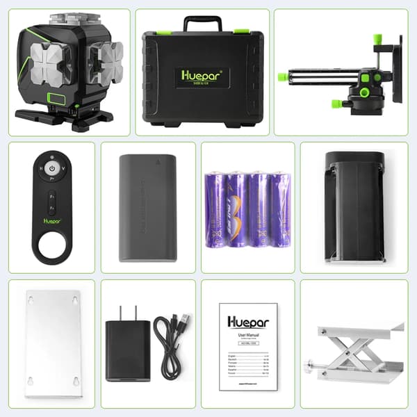Laser-taso, 12 viivaa, vihreä säde, LCD-näyttö,12 rivin laser-taso