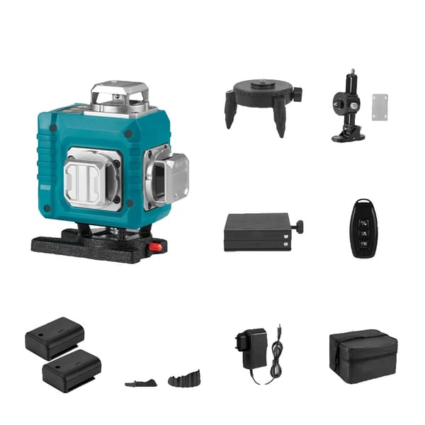 16 Liners Laser Niveau, Automatisk Nivellering, Fjernbetjening, 30m Rækkevidde,2xBatteri-EU Stik