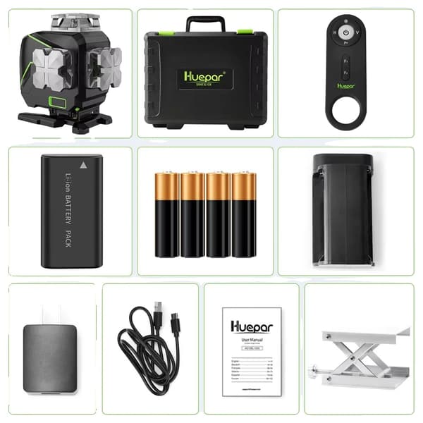 Laser Niveau, 16 Linjer, LCD Skærm, Bluetooth Kompatibilitet,Ingen Bracket Version