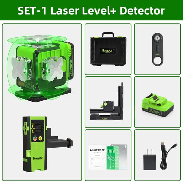 Laser-taso, Luokka 2, 16 viivaa, IP54 vesitiivis,Havaitsemalla