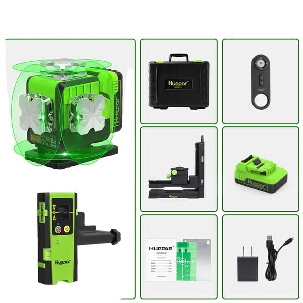 Laser-taso, Luokka 2, 16 viivaa, IP54 vesitiivis,Havaitsemalla