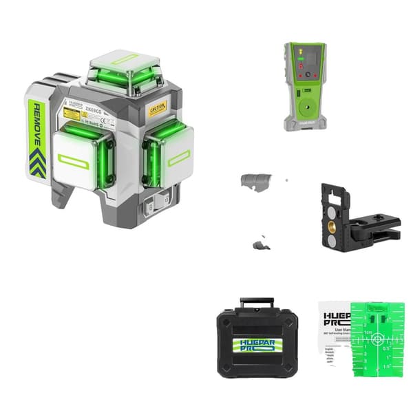 Laser-taso 12 viivaa, ±2mm tarkkuus, itsesäätyvä, kaukosäädin,ZK03CG-L-SET-1