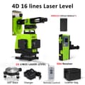 Miniatyrbild 2 av 2: 4D Grön Stråle Laser Nivå, 16 Linjer, Fjärrkontroll, Vattentålig IP54,IE16 DC12G