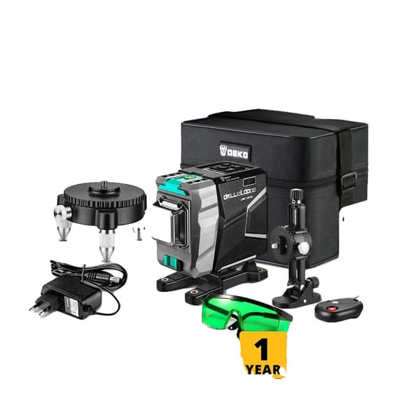 Laser Niveller, Grøn Stråle, Automatisk Selvnivellerende, Vertikal & Horisontal,DKLL12tdP02-S3