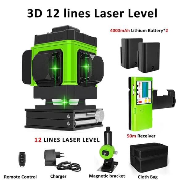 Laserlaser, 12 linjer, 50m mottagare, IP54 vattentålig,IE12A2-DC11G