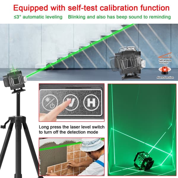 Laser Niveller, 16 Linjer, Selvnivellerende System