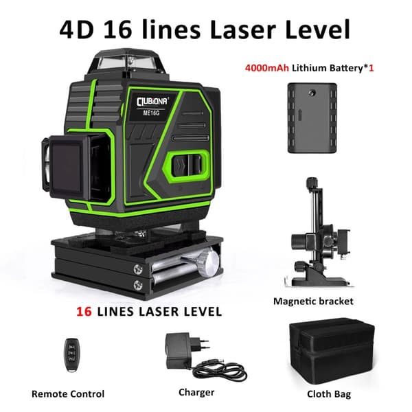 Laser-taso, pystysuora ja vaakasuora käyttö, korkea näkyvyys, vedenkestävä ja pölytiivis,ME16G