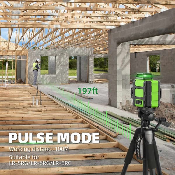 12-linjers 3D krysslinje grön lasernivå med stativ/detektor/elektronisk linjal/fäste, dubbelt läge och automatisk nivellering