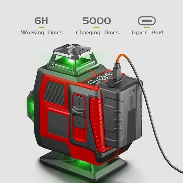 16-linjers 360° självnivellerande grön lasernivå med stativ och fjärrkontroll, horisontellt och vertikalt lasernivå kit