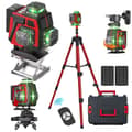 Miniatyrbild 1 av 5: 16-linjers 360° självnivellerande grön lasernivå med stativ och fjärrkontroll, horisontellt och vertikalt lasernivå kit