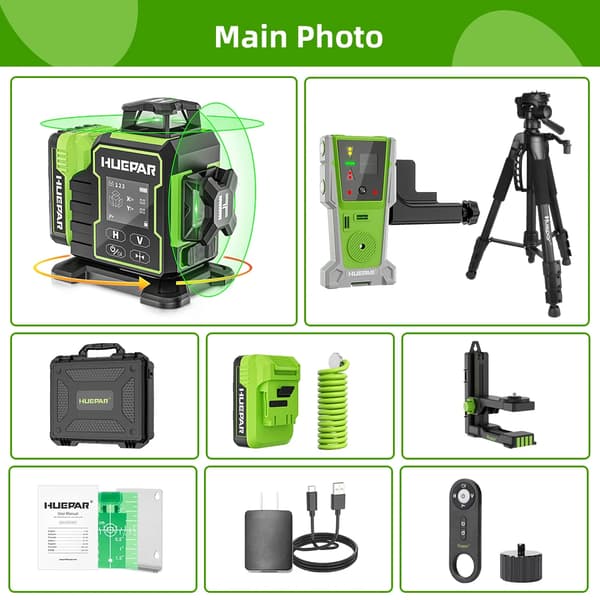 Laser Niveau, 12 Linjer, Bluetooth Kontrol,Guld