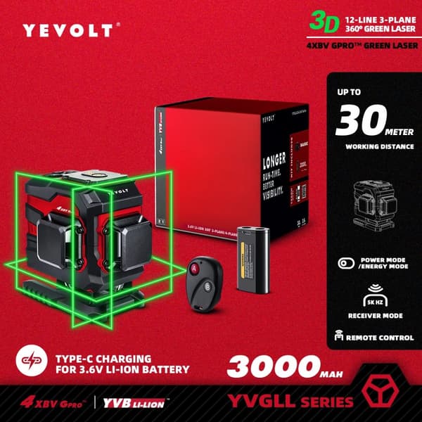 Laser Niveller, 12 Linjer, Selvnivellerende,YVGLL4XS12TP3x1