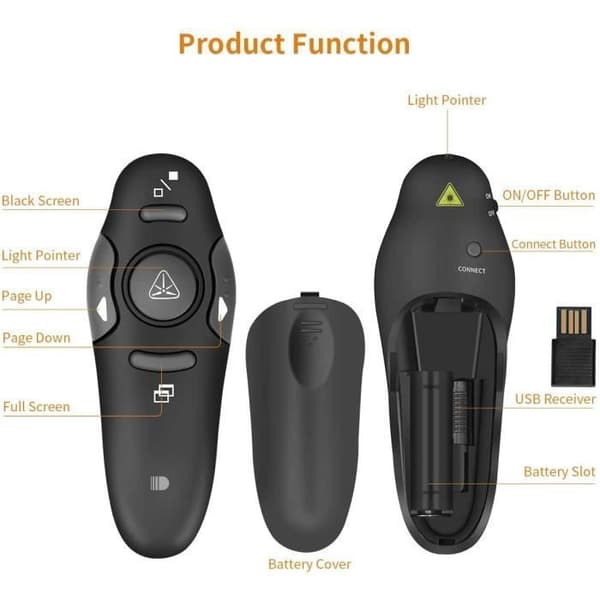 FJÄRRKONTROLL AVSTÅNDSPRESENTATION POWERPOINT LASER USB PROJEKTOR PTT