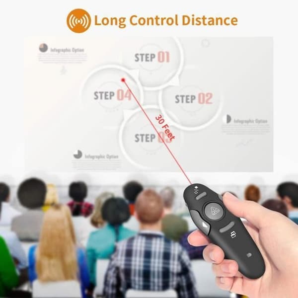 FJÄRRKONTROLL AVSTÅNDSPRESENTATION POWERPOINT LASER USB PROJEKTOR PTT