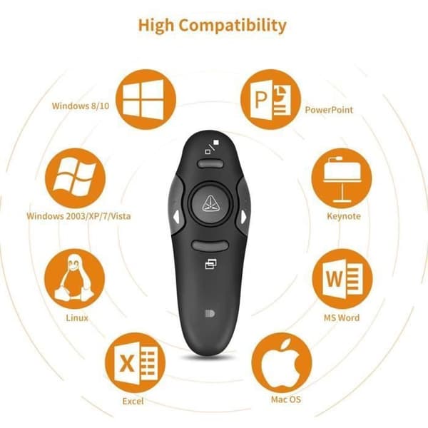 FJÄRRKONTROLL AVSTÅNDSPRESENTATION POWERPOINT LASER USB PROJEKTOR PTT