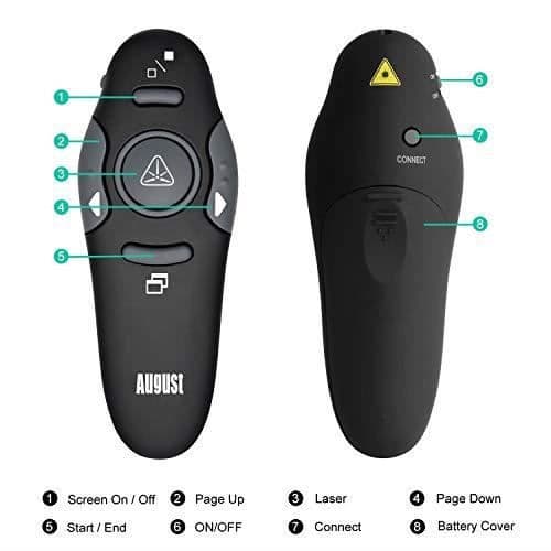 August LP205 Wireless Red Laser Pointer Professionell PowerPoint Slide Show Fjärrkontroll