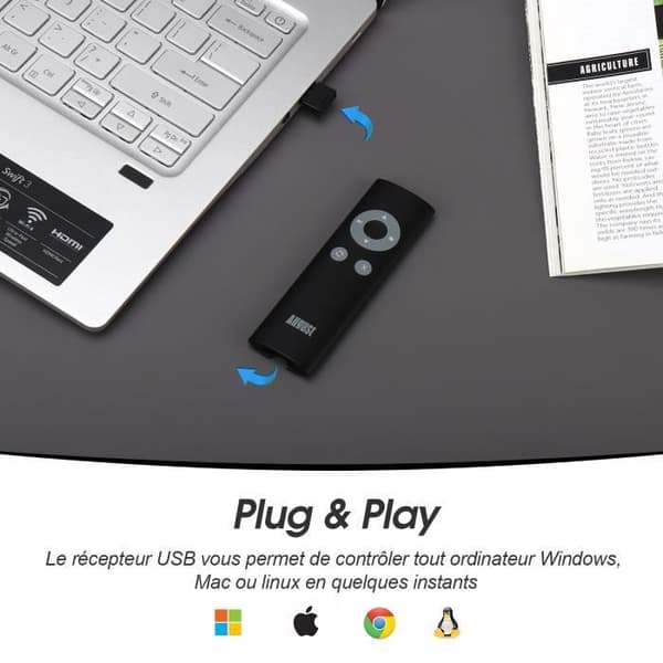 PowerPoint Remote Presentation Bildspel Laser Pointer - AUGUST LP200 - Trådlös fjärrkontroll, Windows Mac Chrome