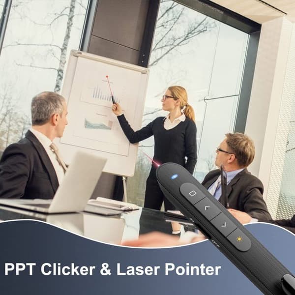 Presentationslaserpekare för Powerpoint-fjärrkontroll, 2,4 GHz trådlös presentationsfjärrkontroll (svart)