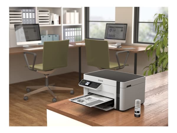 Epson EcoTank ET-M2120 - Multifunksjonsskriver - S/H - ink-jet - A4/Legal (medie) - opp til 15 spm (trykking) - 150 ark - USB, Wi-Fi - hvit