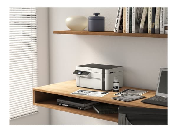 Epson EcoTank M2120 - Multifunksjonsskriver - S/H - ink-jet - A4/Legal (medie) - opp til 15 spm (trykking) - 150 ark - USB, Wi-Fi - hvit