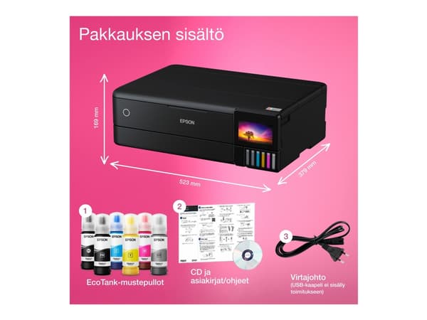 Epson EcoTank ET-8550 - Multifunktionsskrivare - färg - bläckstråle - påfyllbar - A3 (media) - upp till 16 sidor/minut (utskrift) - USB, LAN, Wi-Fi(a