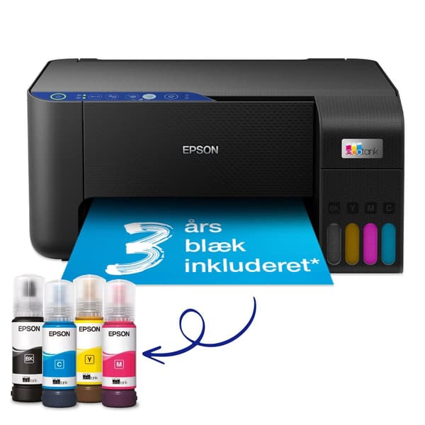 Epson EcoTank ET-2811 - Multifunksjonsskriver - farge - ink-jet - A4 (medie) - opp til 10 spm (trykking) - 100 ark - USB, Wi-Fi - svart Sort