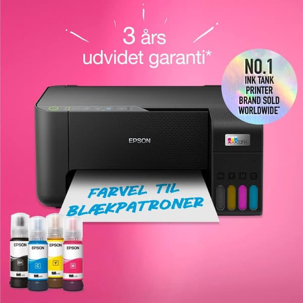 Epson EcoTank ET-2860 - Multifunksjonsskriver - farge - ink-jet - ITS - A4 (medie) - opp til 10 spm (trykking) - 100 ark - Wi-Fi, USB - svart