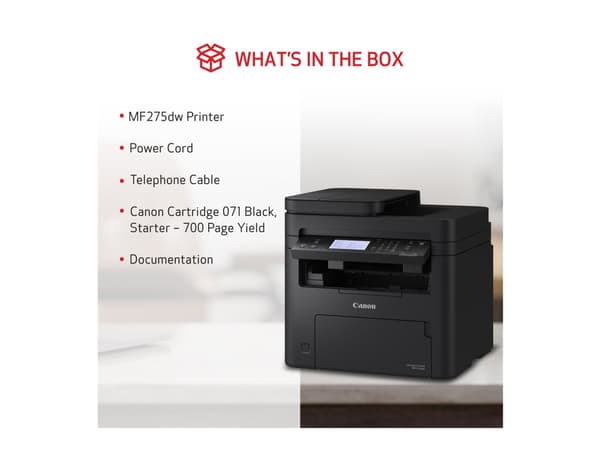 Canon i-SENSYS MF275dw - Multifunksjonsskriver - S/H - laser - A4 (210 x 297 mm), Legal (216 x 356 mm) (original) - A4/Legal (medie) - opp til 29 spm Sort
