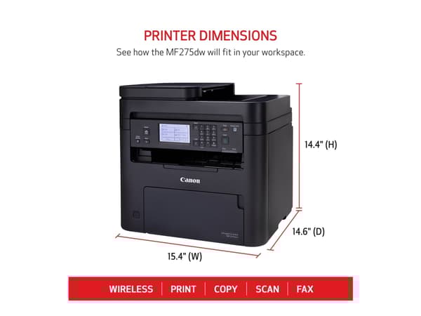 Canon i-SENSYS MF275dw - Multifunktionsskrivare - svartvit - laser - A4 (210 x 297 mm), Legal (216 x 356 mm) (original) - A4/Legal (media) - upp till