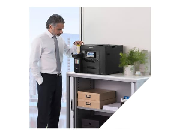Epson EcoTank ET-5855 - Multifunksjonsskriver - farge - ink-jet - ITS - A4/Legal (medie) - opp til 25 spm (trykking) - 550 ark - 33.6 kbps - USB, LAN Sort