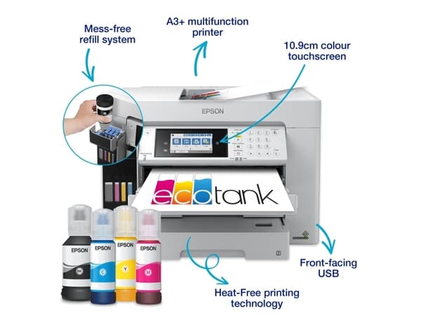 Epson EcoTank Pro ET-16685 - Multifunksjonsskriver - farge - ink-jet - ITS - A3 (medie) - opp til 25 spm (trykking) - 550 ark - 33.6 kbps - USB, LAN,