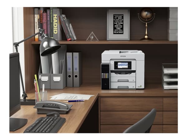 Epson EcoTank Pro ET-5885 - Multifunksjonsskriver - farge - ink-jet - ITS - A4/Legal (medie) - opp til 25 spm (trykking) - 250 ark - 33.6 kbps - USB, Sort, Hvit