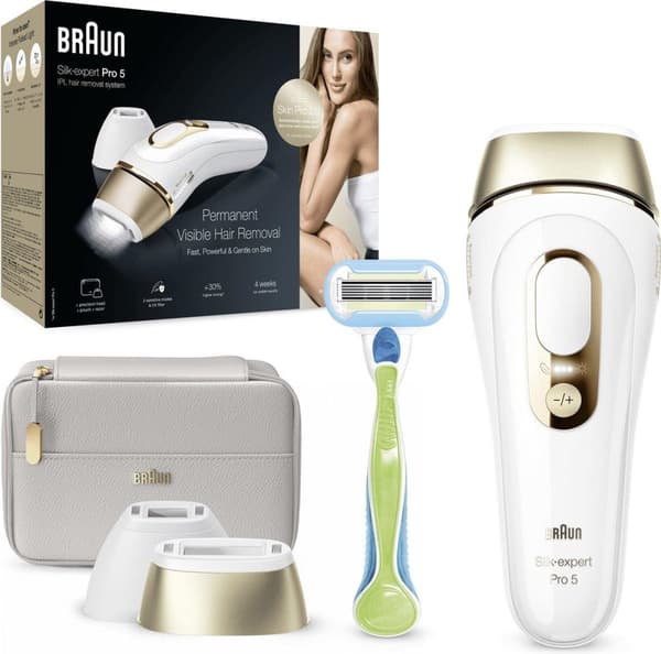 BRAUN Silk-expert Pro 5 PL5154 IPL hårfjerningsenhed IPL hårfjerningssystem Hvid, Guld